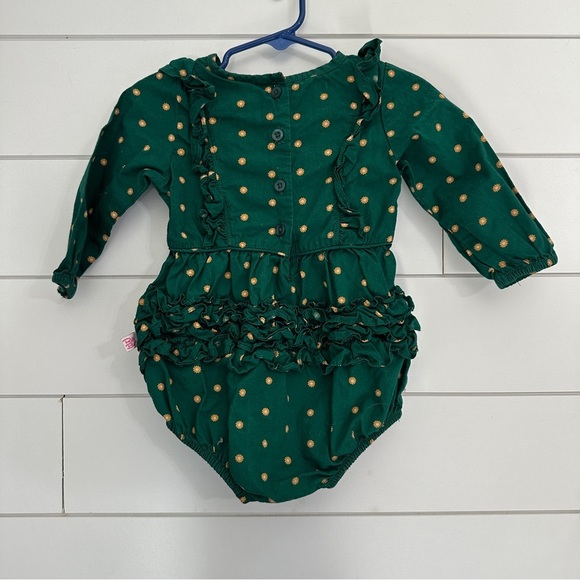Ruffle Butts 12-18 Months Long Sleeve Bubble Romper Green - Picture 3 of 3